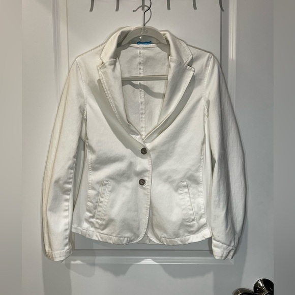 J. McLaughlin White Canvas Blazer Jacket Size Large - Picture 1 of 15